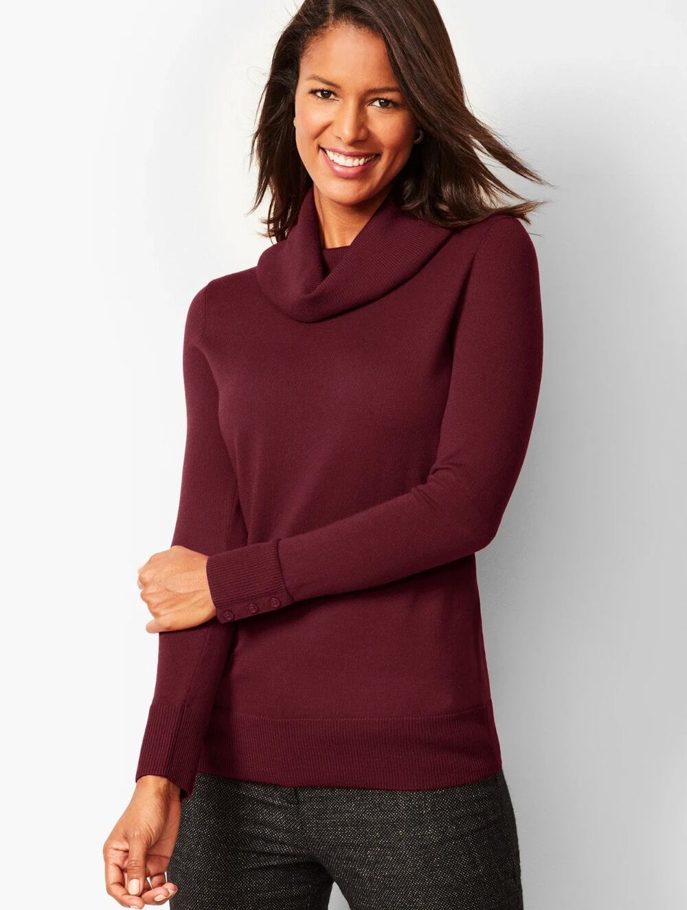 Talbots Burgundy Cotton blend Long Sleeve Turtleneck Sweater 2X A011357